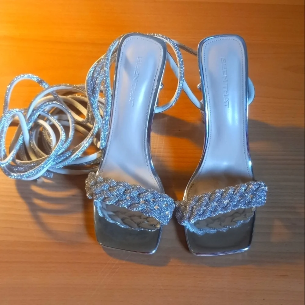 Been That | Silver Lace Up Heels | Size 9 - Picture 1 of 6